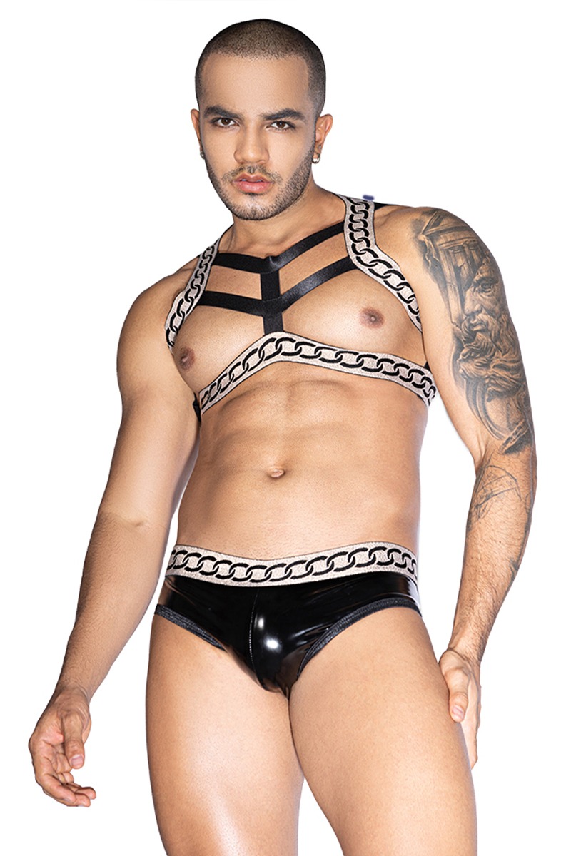 Ensemble sexy pour homme deux pièces noir et blanc - J Lingerie