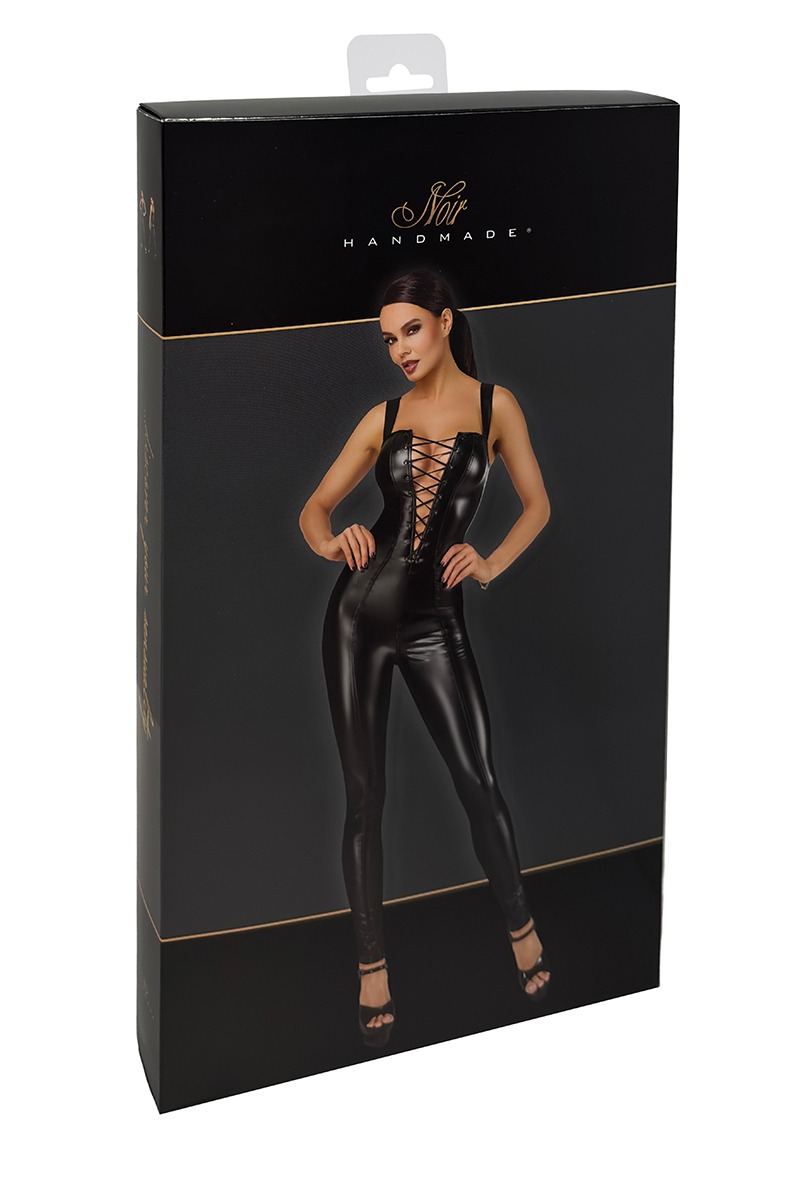 Combinaison lacée en wetlook Vixen F362 - Noir Handmade – Image 5