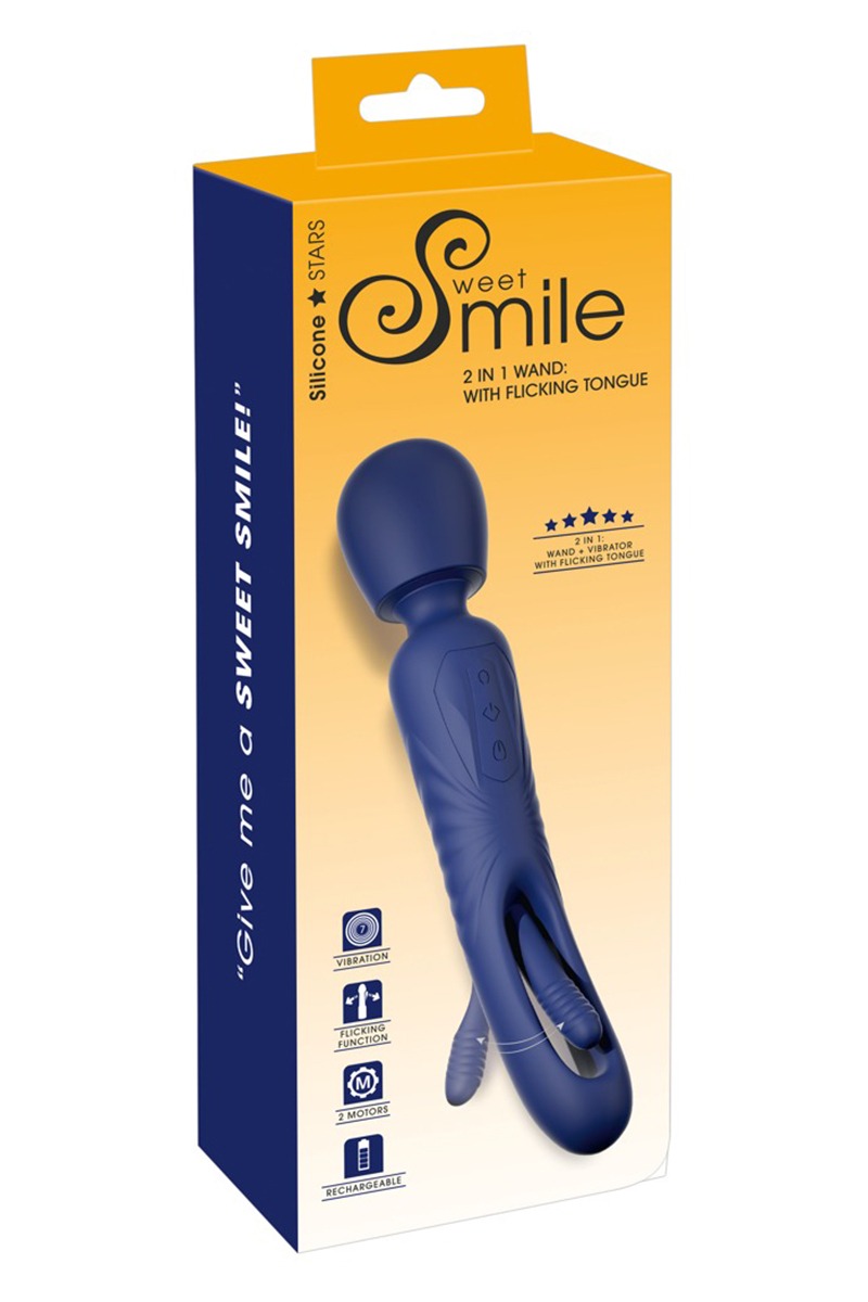 Vibro Wand réversible avec langue vibrante - Sweet Smile – Image 5